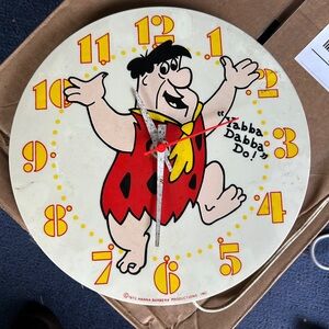Posh Fred Flintstone Wall Clock - Red and Yellow